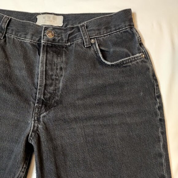 WE THE FREE Black Distressed Cropped Jean Straight Mid Rise Boho Grunge Soft 28 - Picture 7 of 15